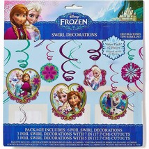 Disney Frozen Swirl Hanging Decorations Anna Elsa Birthday Party 12 Per Package - £5.49 GBP