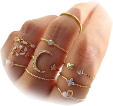 Gold Rings for Women Stackable Rings for Teen Girl Gifts Trendy Stuff Simple Sta - $16.56