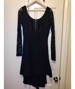 Tripp NYC Dang Goodman Lace Sleeve Bodice High Low Stretch Black Dress S... - $56.43