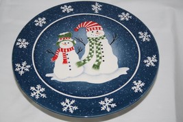 Pacific Rim Blue Blizzard Snowman Footed Cake Plate   #2196 - £42.21 GBP