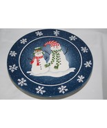 Pacific Rim Blue Blizzard Snowman Footed Cake Plate   #2196 - £42.31 GBP