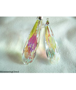 Crystal, teardrop, AB luster, clear AB, big teardrop, faceted, briolette... - $28.00
