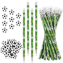 36 Set Soccer Pencils And Soccer Erasers, Sport Pencils &amp; Erasers, Fun Wooden Pe - $25.99