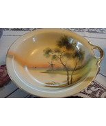 Noritake Morimura green stamp, one handled  bowl decorated with lake sce... - $818.40 MXN