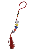 Chinese Red Glass Beaded Bead Charm Amulet Tassle Hanging  - £11.38 GBP