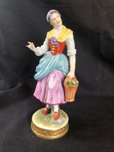 Antique german porcelain lady with flowerbasket . Marked Bottom + number - £89.45 GBP