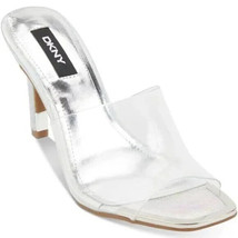 DKNY Women&#39;s Open Square Toe Pump High Heel Heeled Sandal Clear White Bronx 8 - £77.04 GBP