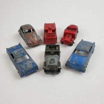 (6) Vintage Tootsietoy Diecast Toys VW Bug, Plymouth, Jeep, Ford, Fire Truck - £19.12 GBP