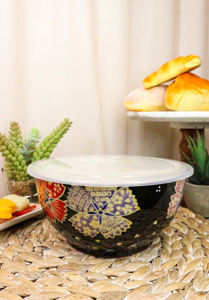 Ebros Set of 2 Ceramic Midnight Floral Blossoms Portion Meal Bowls 3 Cup... - $32.99