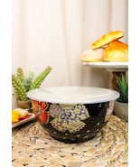 Ebros Set of 2 Ceramic Midnight Floral Blossoms Portion Meal Bowls 3 Cup... - $45.26 CAD