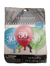 30th Birthday Celebration Latex Balloons 12&quot; Party Supplies Decoration 15ct  - £3.81 GBP