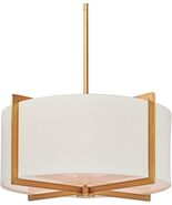 MOTINI 3 Light Drum Pendant Chandelier, Gold Brushed Brass Modern White - $98.99