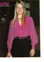 Jodie Foster teen magazine pinup clipping pink shirt younger black 80&#39;s Bop - £2.79 GBP