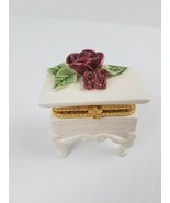 Mud Pie Vintage 1999 Trinket Box Stand With Roses On Top And Gold Heart ... - £20.95 GBP