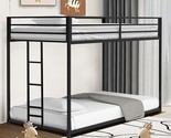 Twin Over Twin Bunk Bed - Lifesky Metal Low Profile Bunkbed With Side La... - $331.99