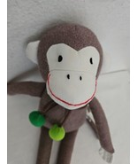 Pottery Barn Kids Monkey Plush Stuffed Animal Brown White Green Pom Poms... - £31.13 GBP