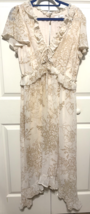 JUNE &amp; HUDSON Floral Midi Dress Sz XL Cream Boho Flounce - $19.80