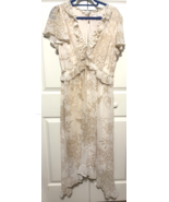 JUNE &amp; HUDSON Floral Midi Dress Sz XL Cream Boho Flounce - €16,95 EUR