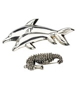 Sterling Silver Sea Creatures Two Brooches, Sea Horse, Mother &amp; Son Dolp... - €87,71 EUR