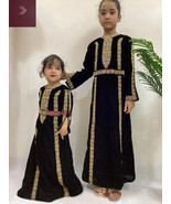 BLACK Stylish Kids Kaftan Dress Moroccan Georgette Maxi Long Gown Ramada... - $1,338.17 MXN