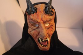 Adult Devil Mask Black Hood Halloween Costume Evil Scary Overhead Rubber... - $28.04