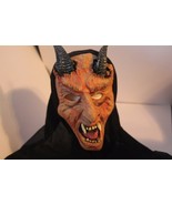 Adult Devil Mask Black Hood Halloween Costume Evil Scary Overhead Rubber... - $28.04