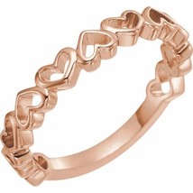 14K Rose Gold Heart Stackable Ring - £273.32 GBP