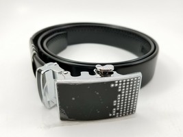 Savile Row Men&#39;s Leather Click Belt With Plaque Dots Buckle Size 38 - £15.72 GBP