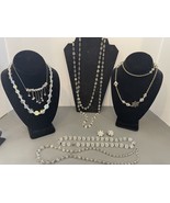 Vintage Costume Jewelry Lot Rhinestones 7 pieces Necklaces and Earrings - $39.92 CAD