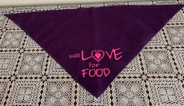 Will Love For Food Design Purple Dog Bandana Medium Large Tie On Scarf New - £4.31 GBP