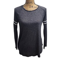 maurices 24/7 Heather Gray Long Sleeve T-Shirt Striped Athleisure Top Size S - £7.80 GBP