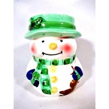 Happy Snowman Small Utensil Holder Toothbrush Holder Ceramic 4.5 x 3.75 ... - $17.20