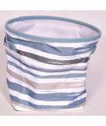 Thirty One Mini Storage Bin Tote Blue White Brush Strokes Collapsible Round - $601.94 MXN