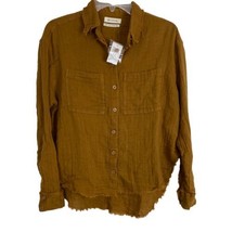 Urban Outfitters Womens Shirt Size XS Rust Raw Hem Hi Low Button Long Sleeve NEW - £20.34 GBP