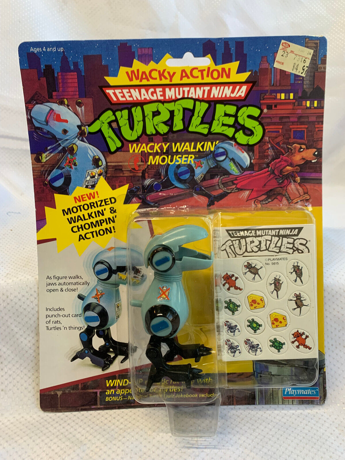 1989 Playmates Toys "WACKY WALKIN MOUSER" TMNT Action Figure in Blister Pack - $128.65