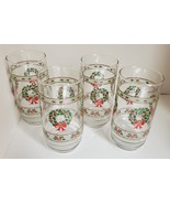 Vtg Victorian Christmas Wreath Glasses Set of 4 by Indiana Glass 16 Oz - $13.85