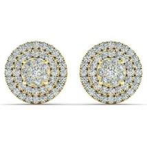 Solid 0.50 Ct Round Cut Diamond Cluster Stud Earrings 14K Yellow Gold Over - £71.20 GBP