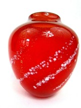 Hand Blown 7&quot; Kindland Signed Orange Art Glass Vase Icefire Glass Works ... - $167.31