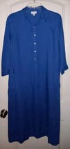 J Jill Love Linen Women&#39;s MP Maxi Shirt Dress Blue Coastal Lagenlook 100% Linen - £23.98 GBP