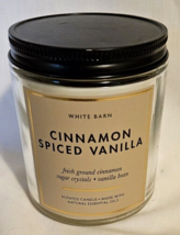 White Barn Candle 7 oz Cinnamon Spiced Vanilla Essential Oils New - $21.99