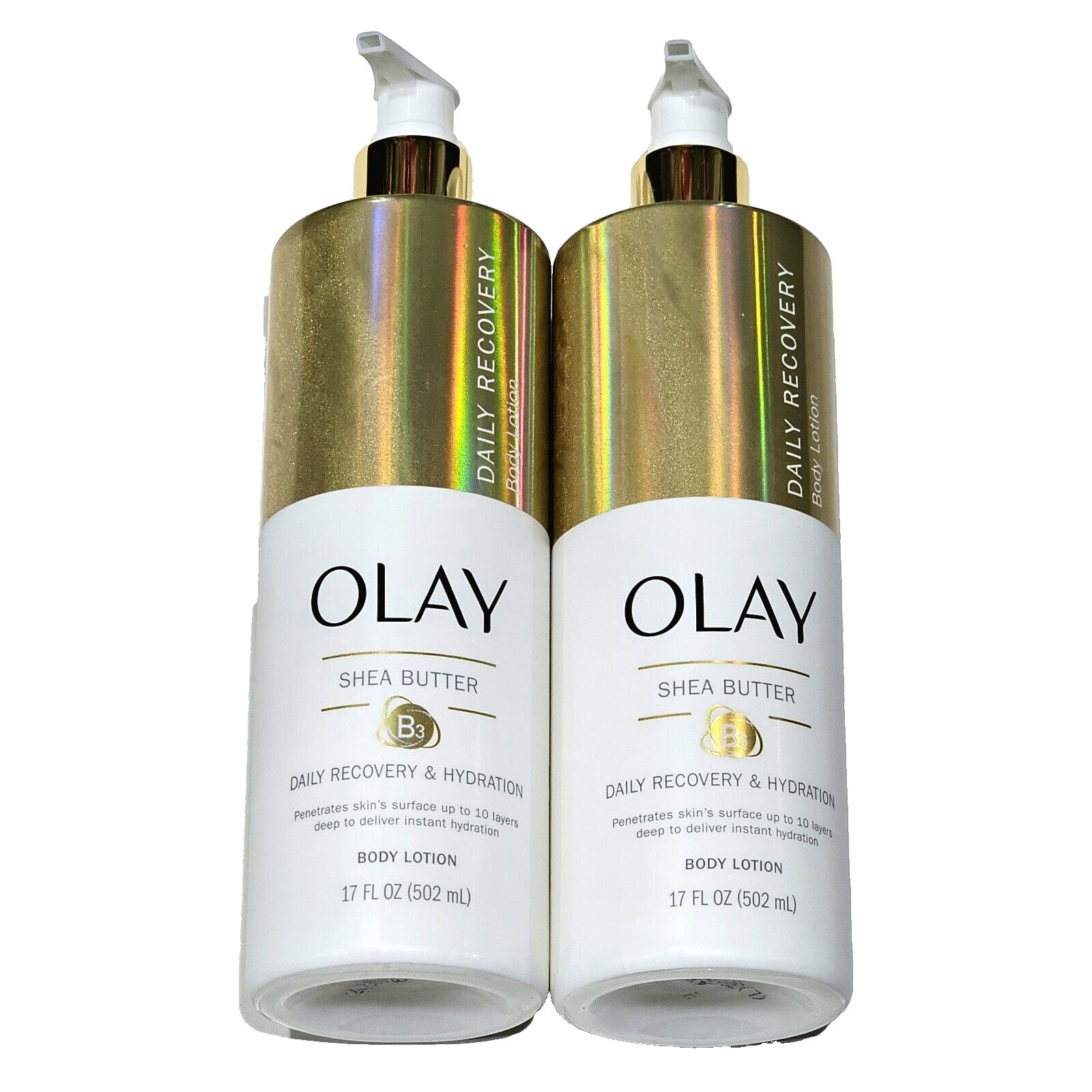 2 Pack Olay Shea Butter B3 Daily Recovery Hydration Body Lotion 17oz.
