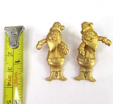 Vintage JJ Gold Swinging Santa Earrings Pierced Christmas Earrings Janette - £13.89 GBP