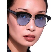 $349 Karen Walker Bold Half Rim Sunglasses Black Round Lens 51-18-145 100% UV Pr - £119.14 GBP