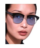 $349 Karen Walker Bold Half Rim Sunglasses Black Round Lens 51-18-145 10... - £125.41 GBP