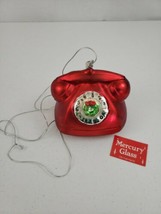 Mcm Xl Hand BLOWN/PAINTED Mercury Glass Christmas Rotary Phone Rare Dept 56 5X6 - £52.11 GBP