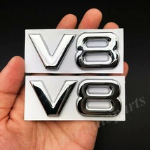 2x  Chrome V8 Vntage Car Trunk  Rear Emblem  Decals Sticker V6 - £75.95 GBP