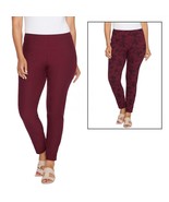 NEW Women With Control~Renee Reversables~Tall Ankle Pans~Large~Red/Wine~NWTags - $635.23 MXN