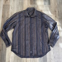 Bachrach Mens Multicolor Striped Cotton Long Sleeve Button Up Shirt Size XL - £8.53 GBP