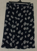 New Womens Sag Harbor Reversible Black W/ Floral Pull On Skirt Size L - £22.33 GBP