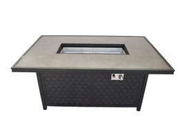 Fire pit propane coffee table height rectangular outdoor cast aluminum p... - £1,063.05 GBP